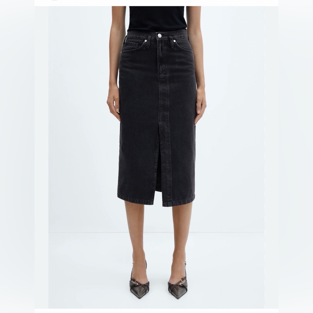 Mango Charcoal Denim Pencil Skirt